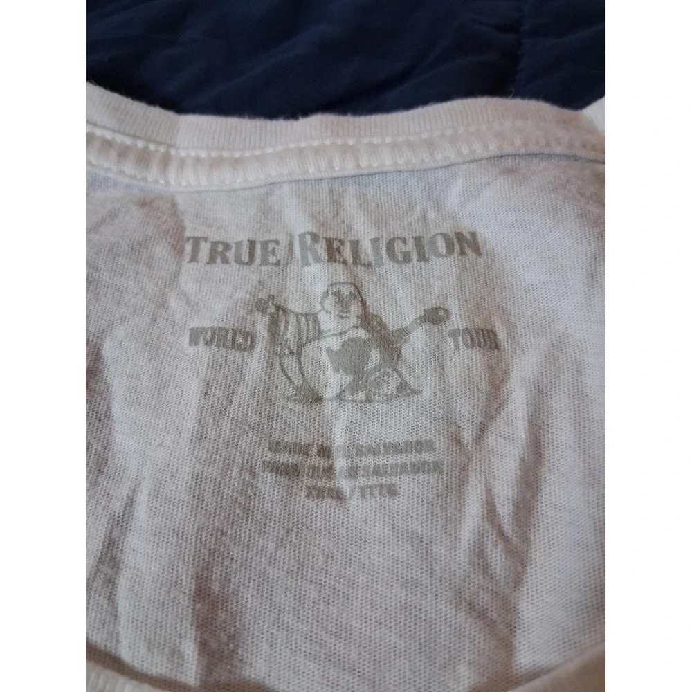 True Religion Brand Jeans Logo‎ Tee Shirt White Spellout Men's 3XL Casual